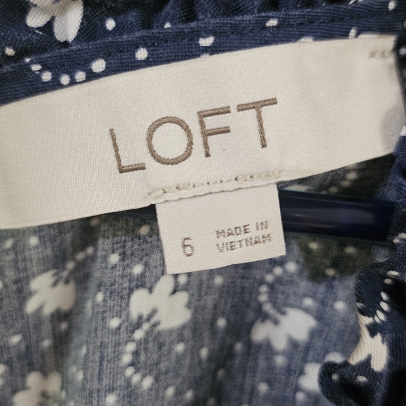 LOFT Blue Flutter Sleeve V-Neck Sundress - Picture 3 of 6